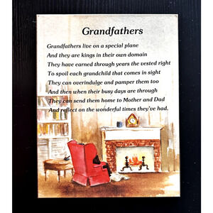 Russ Berries Co 1975 Grandfather Poem Wood Plaque Grandpa Gift Living Quotes